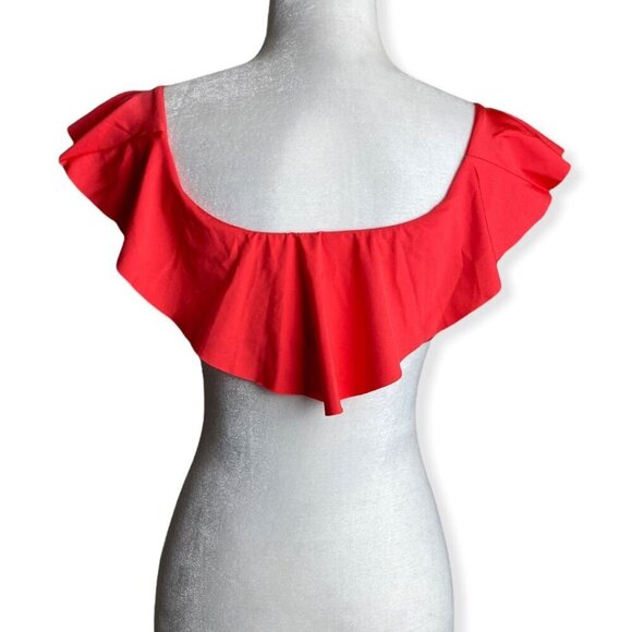 Trina Turk NWT $82 Getaway Off-the-Shoulder Top in Orange Poppy Women's Sz 6 - Picture 5 of 7